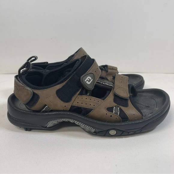 Footjoy Golf Sandals Mens Size 8 M Brown Adjustable Straps w/ Spikes 45493 - Picture 3 of 8